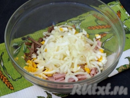 Salată cu șuncă și limbă - rețetă cu fotografie