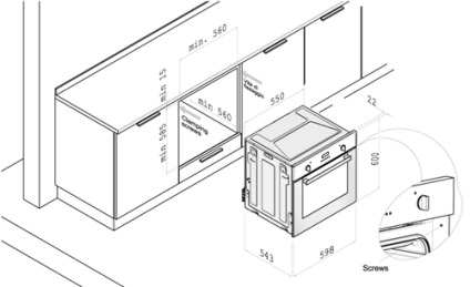 Cabinet sub dimensiunea cuptorului și plită a dulapului
