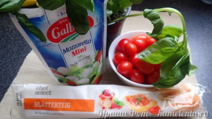 Puff paradicsommal és mozzarellával recept fotókkal, hogyan lehet leveles tészta paradicsomos mozzarella