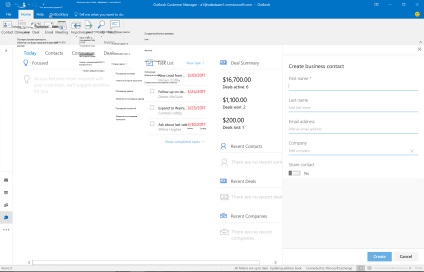 Crearea de contacte, organizații și tranzacții în managerul de clienți din Outlook - birou de asistență pentru birou