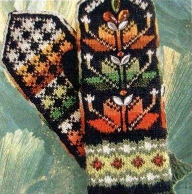 Modele Jacquard cu ace de tricotat, mănuși, mănuși cu un deget
