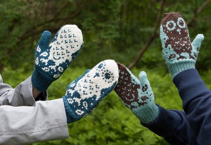 Modele Jacquard cu ace de tricotat, mănuși, mănuși cu un deget
