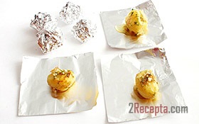 Ízesített burgonya sült fólia - lépésről lépésre recept fotók