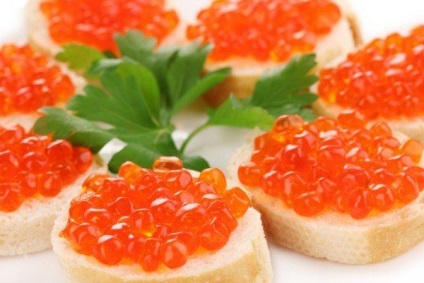 Sandvișuri cu rețete de caviar cu fotografii, gustări de calorii