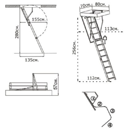 Scara de mansardă cu dimensiuni optime și reguli de instalare