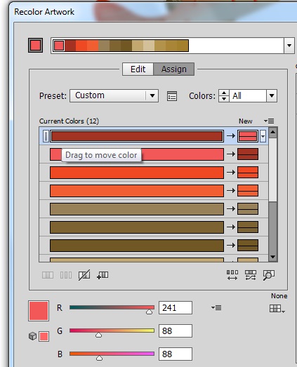 Schimbarea culorii în lucrarea de recolor în ilustratorul Adobe