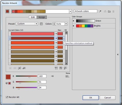 Schimbarea culorii în lucrarea de recolor în ilustratorul Adobe