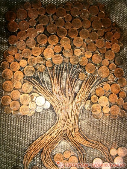 Pictura cu monede - copac de bani
