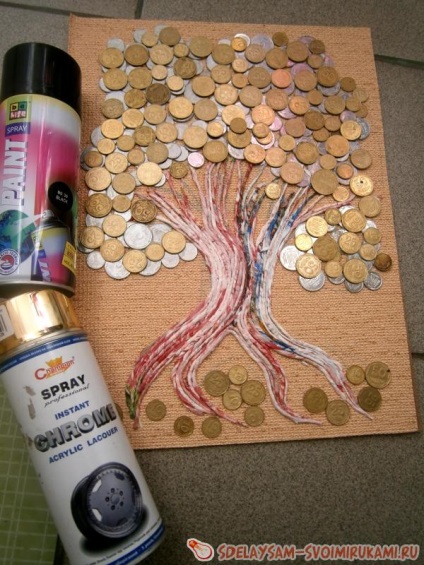 Pictura cu monede - copac de bani
