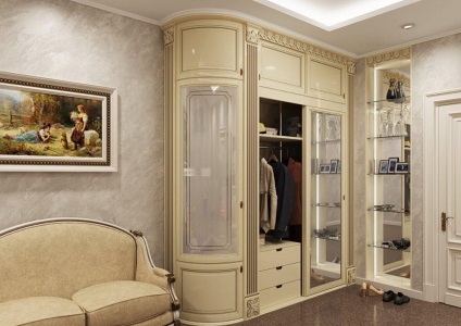 Klasszikus stílusú bútorok előszoba, közlekedő fotó, fény konzol, a design a keskeny fehér szekrény
