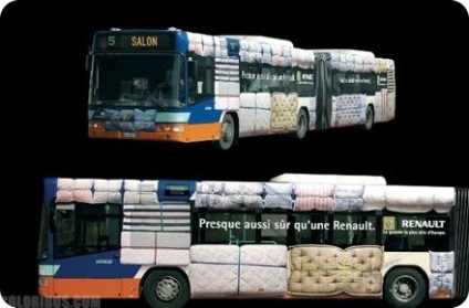 Publicitatea creativă pe autobuze (58 fotografii)