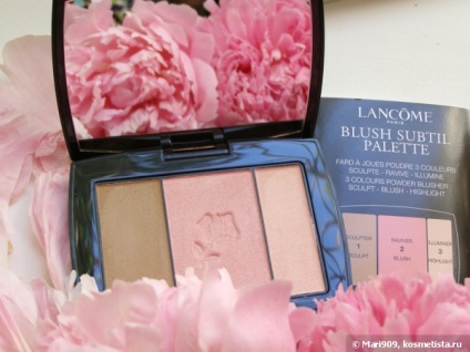 Lancome blush paletă subtilă 3 solo pudră blusher sculpt-blush-highlight, umbra 01 trandafir