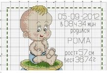 Metric pentru schema de broderie încrucișată nou-născut download gratuit copil, nașterea unui băiat și