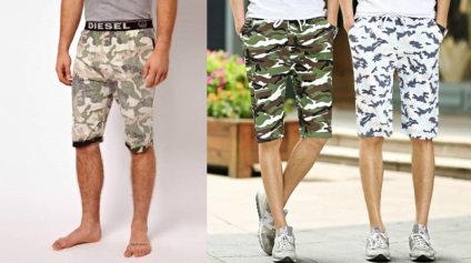 Férfi terepszínű katonai stílusú rövidnadrág a forró nyári