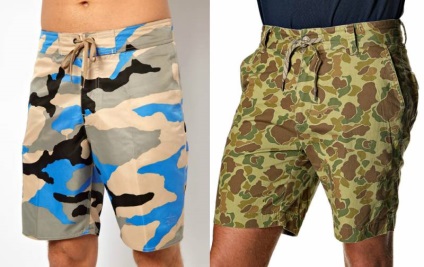 Férfi terepszínű katonai stílusú rövidnadrág a forró nyári