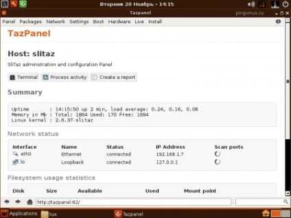Áttekintés apró SliTaz Linux operációs rendszer