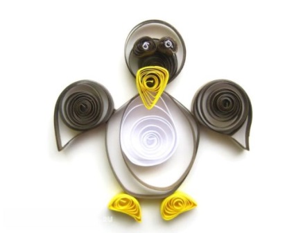 Penguin în tehnica de quilling într-o clasă master pas-cu-pas pentru începători