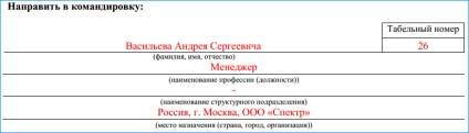 Comandați pentru o călătorie de afaceri, formularul t-9