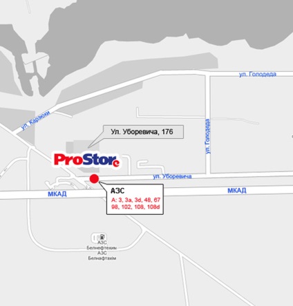ProStore - hipermarket lánc egy tálba, címét és helyét térképen