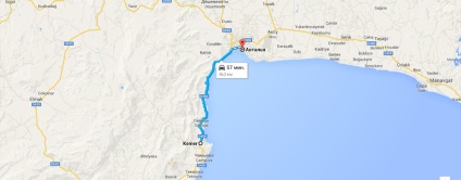 Distanța de la Kemer la Antalya și la aeroportul din Antalya, Turcia - harta călătorilor