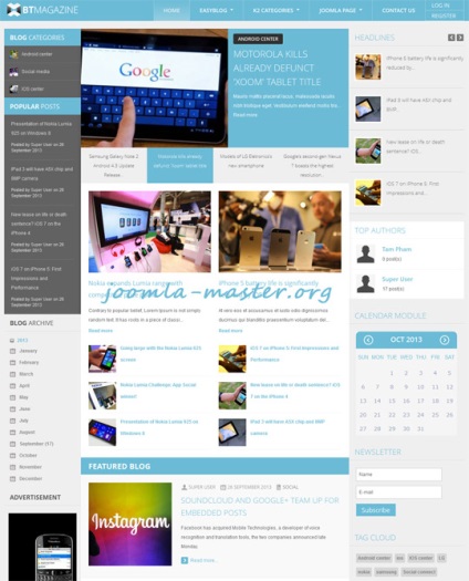 Portal templates - joomla master, joomla 2 șabloane