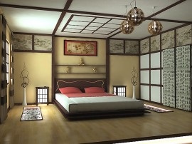 Dormitor în stil chinezesc, design, fotografie