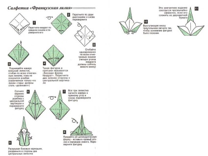 Az origami rendszerei az asztali szalvétákról a rózsák virágai és a táblázatos videoanyagok