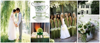 Zöld friss színek az esküvő, szép esküvő, eredeti, szokatlan, elegáns