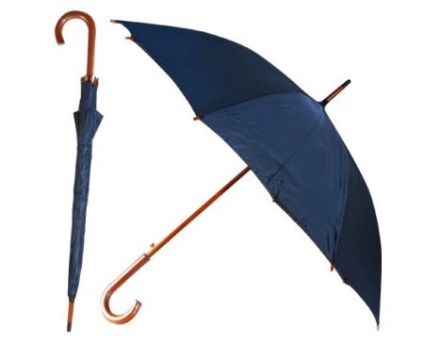 Esernyő, fekete logóval, egy kés és egy fa nyéllel, a szivárvány, sárga esetben a nők számára