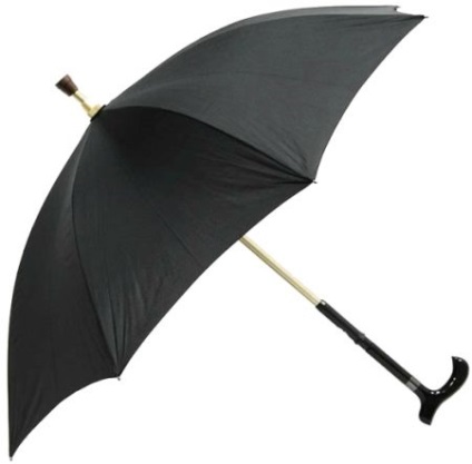 Umbrella baston negru cu logo-ul, cu lama și mâner din lemn, curcubeu, caz galben pentru femeie