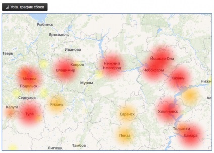 Abonații rețelelor de beeline, yota, mts și tele2 s-au plâns, de asemenea, de întreruperi ale comunicării pe data de 19 mai