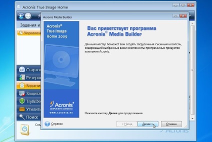 Automatikus visszaállítás a Windows egy laptop segítségével Acronis True image