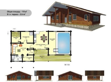 Baie cu pergolă sub un singur acoperiș, opțiuni de amenajare, proiecte și construcții