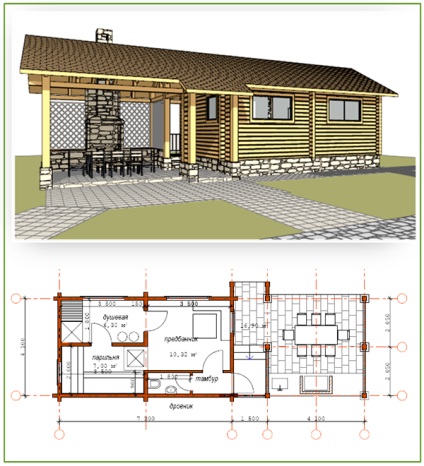 Baie cu pergolă sub un singur acoperiș, opțiuni de amenajare, proiecte și construcții