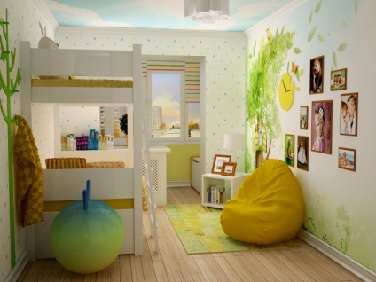 Designul unui dormitor pentru copii combinat cu o loggie