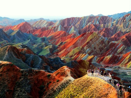 Geológiai Park Zhangye Danxia Országos Földtani Park tarka dombok Kínában