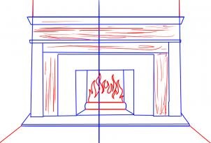 Cum să desenezi un șemineu pe un perete cu foc