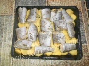 Cartofi cu pește în rețetă cuptor cu fotografie pas cu pas
