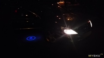 Lumina de fundal pe ușă cu o siglă a mașinii