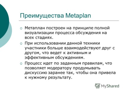 Előadás Metaplan - mintegy Vakhromeev
