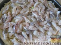 Placinta de pește de pește crud cu ceapă și orez