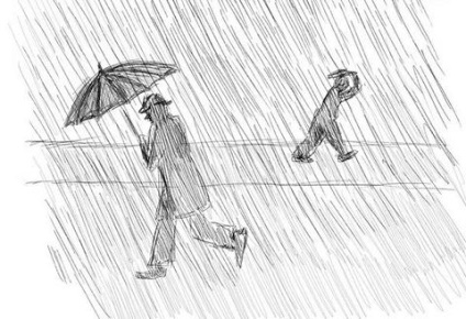 Desen - ploaie de toamnă, vele stacojii