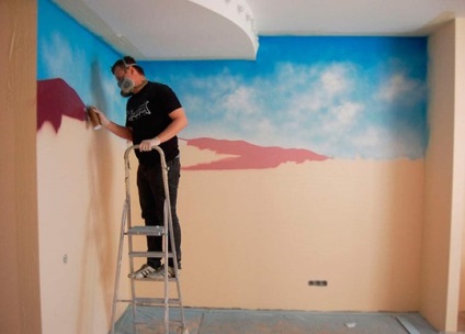 Aerografia pe pereții din apartament, pictura interior în apartament