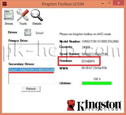 Cum să actualizați firmware-ul de ssd disk kingston 300v 60gb