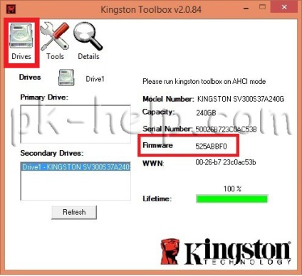 Cum să actualizați firmware-ul de ssd disk kingston 300v 60gb