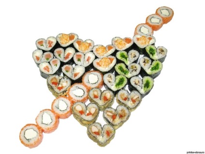 Hogyan, hogy a szíve sushi és tekercsek - Valentine - február 14. március 8-án