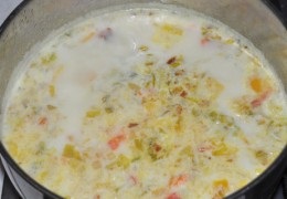 Crema supa cu pui si creveti - fotoreceptor pas cu pas