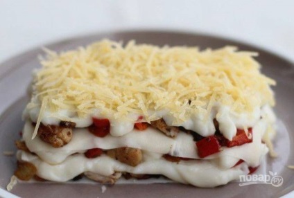 Lasagna csirkét és mártással - besamel - lépésről lépésre recept fotók