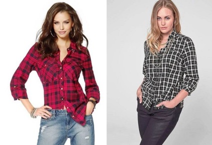 Modă cămașă pentru femei în cușcă - roșu și albastru, alb-negru și roz, lung și scurt