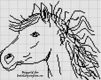 Monochrome Cross Stitch Modele de un cal